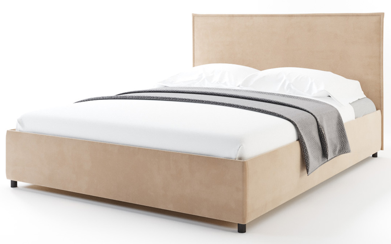Двуспальная кровать Корсо ПМ Коричневый, велюр 180х200 см
