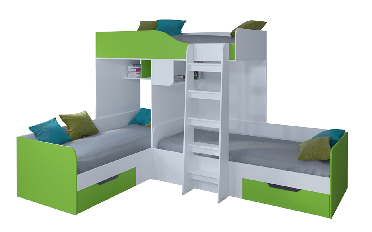 Кровати-чердаки средней высоты для детских комнат с небольшой высотой комнаты